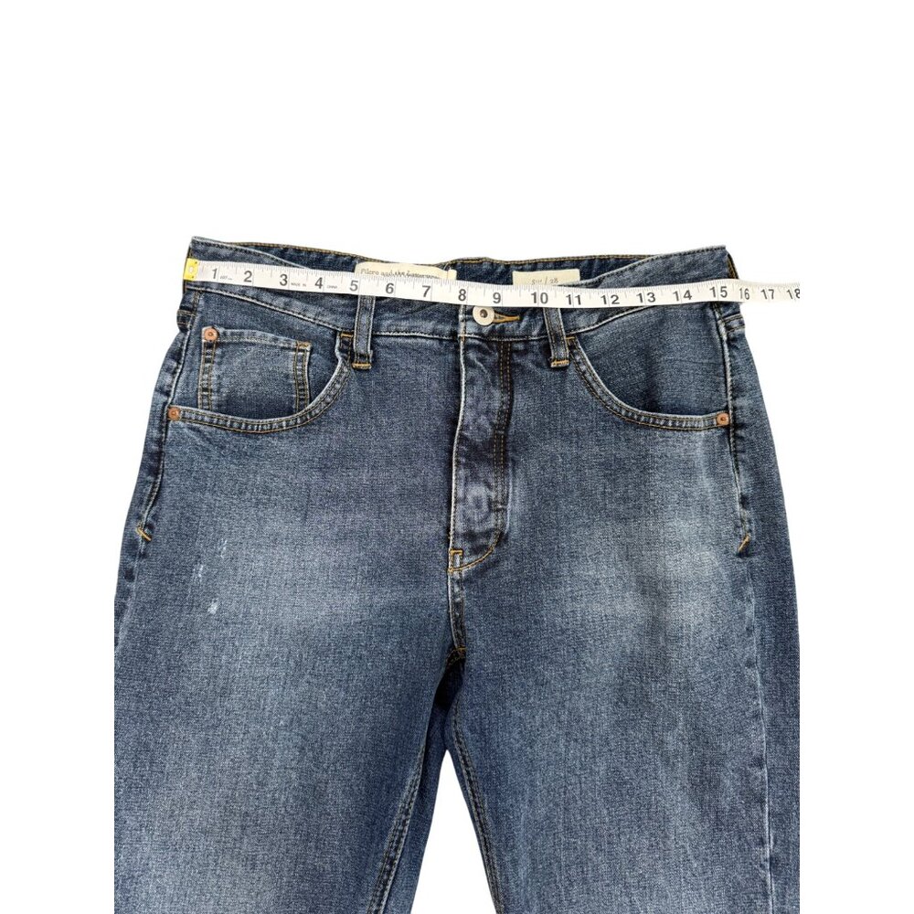 Pilcro The Letterpress High-Waist Blue Jeans Flare Leg Crop Frayed-Hem Size 28 - Picture 5 of 8